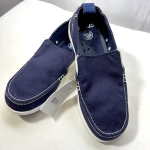 Crocs Navy Blue Canvas Slip on Casual / Boat shoe Size 7 Men’s /Boys 50.00